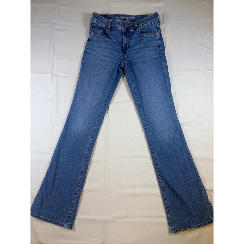 American Eagle Kick Boot Jeans Womens 6 Long Blue Next Level Stretch Medium Wash